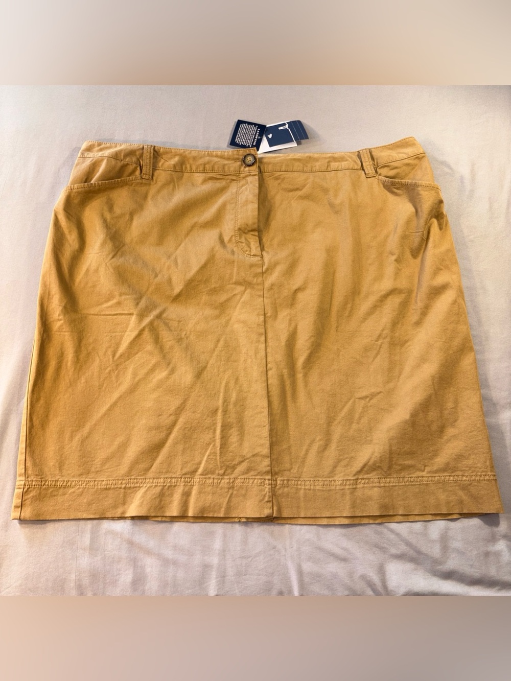 NWT Lands End Cotton Khaki Tan Skirt Size 22W Elastic Waist Pockets Outdoor Fall